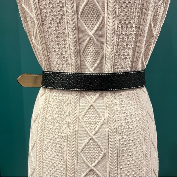 Talbots Belt Black Leather with Classic Leather Buckle Size S - Picture 3 of 9